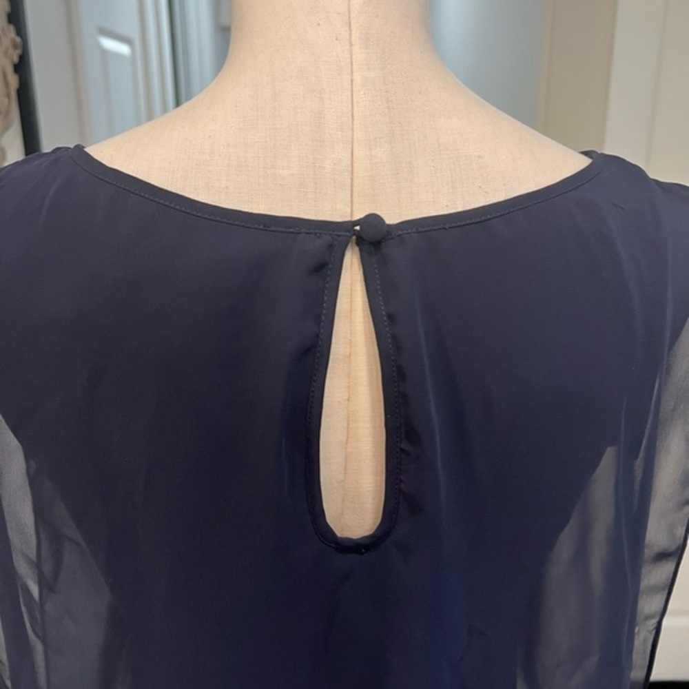 Aidan Aidan Mattox Navy Cocktail Dress with Sheer Flatter Top and Sequined Skirt - Picture 8 of 16